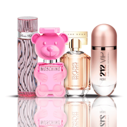 Zestaw 4 perfum | 212 VIP Rose + Moschino Bubble Gum + Hugo Boss The Scent + Paris Hilton 100 ml